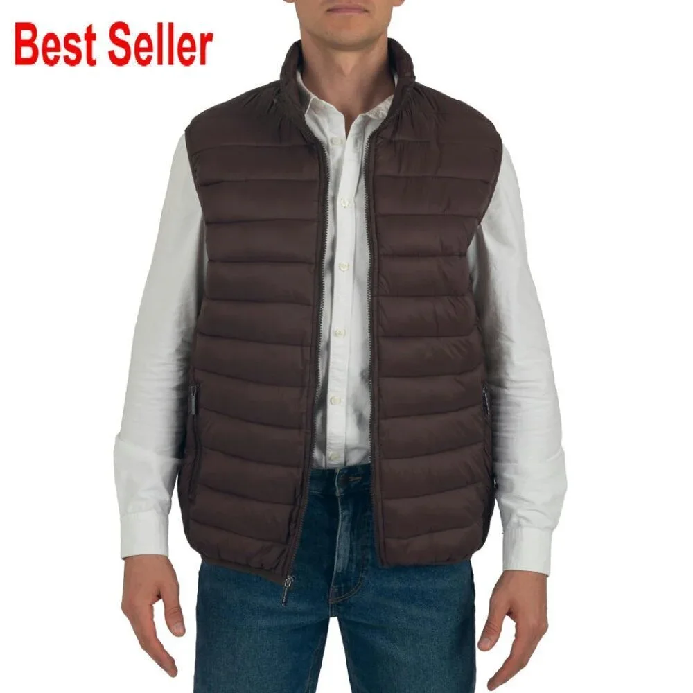 Men's Puffer Vest Down Alternative Water Resistant Packable Outerwear Zip Up